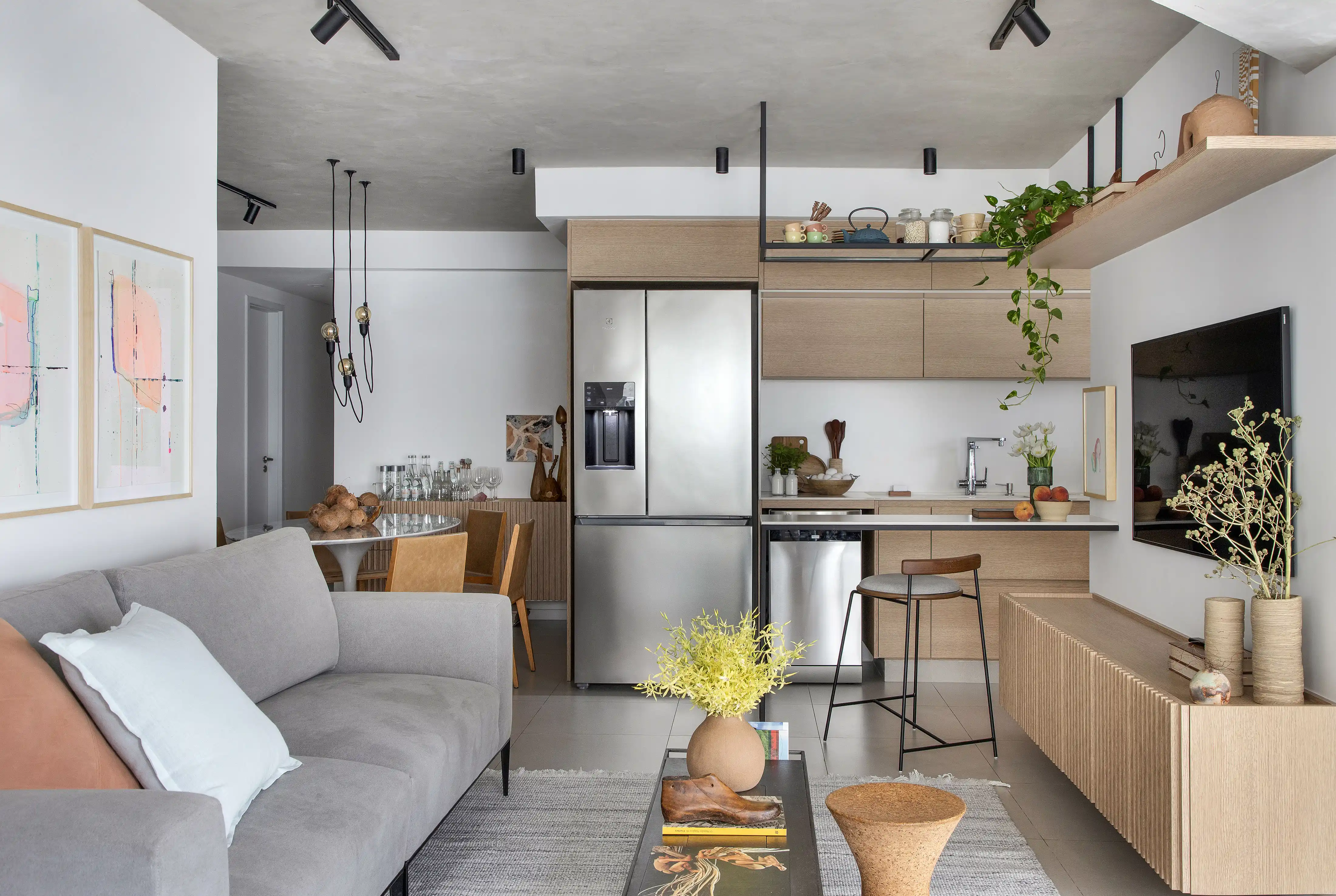 iluminação ideal para sala e cozinha integradas