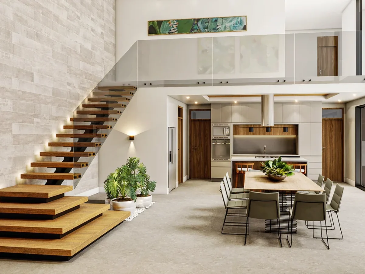 decoracao de sala com escada