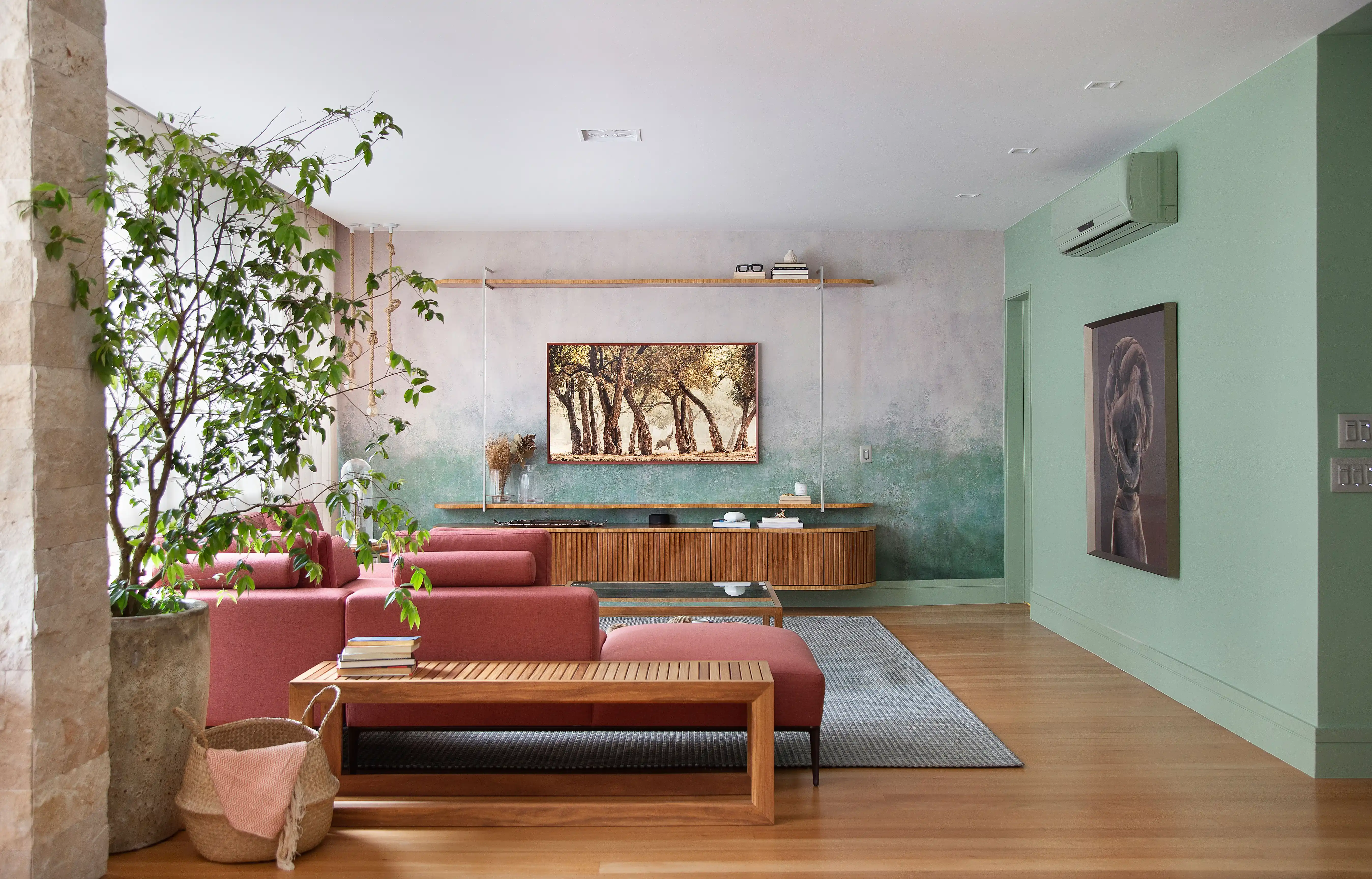 ideias de papel de parede para sala pequena