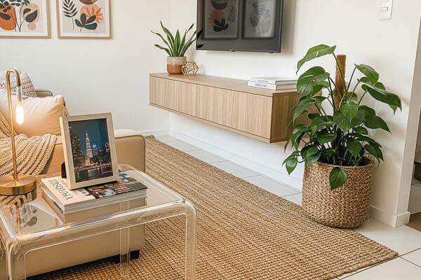 tapete shaggy ou bouclé estilo escandinavo