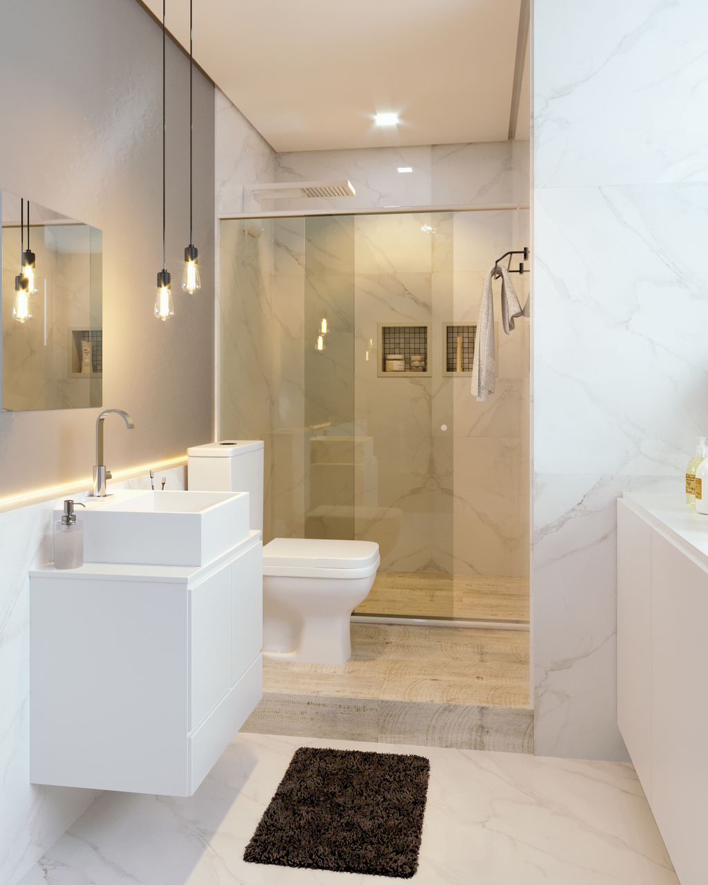 ideias criativas decorar banheiro pequeno e estreito