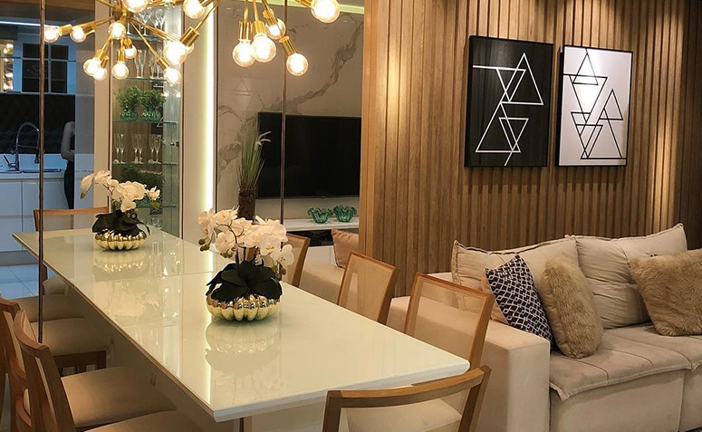 ideias de espelho para sala de jantar pequena