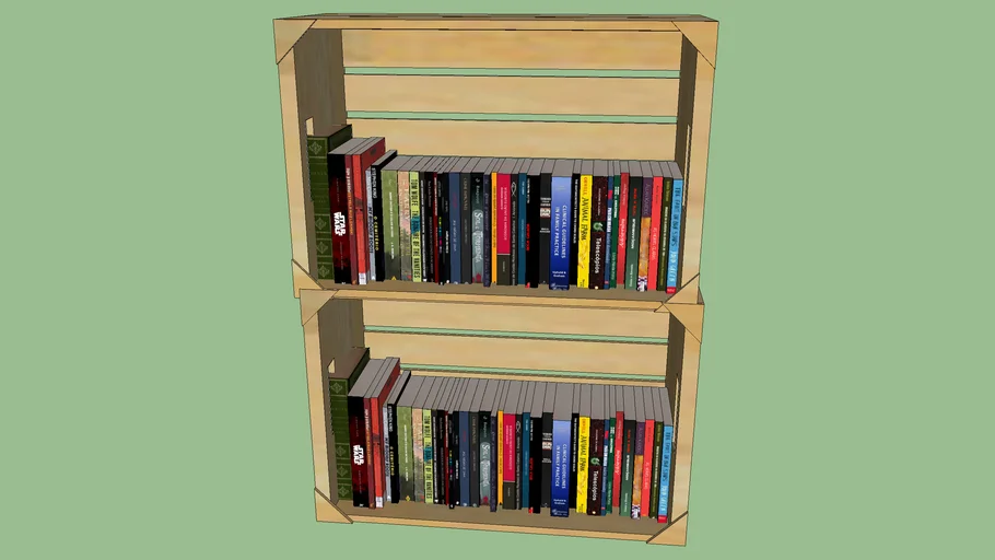 estante de livros com caixotes