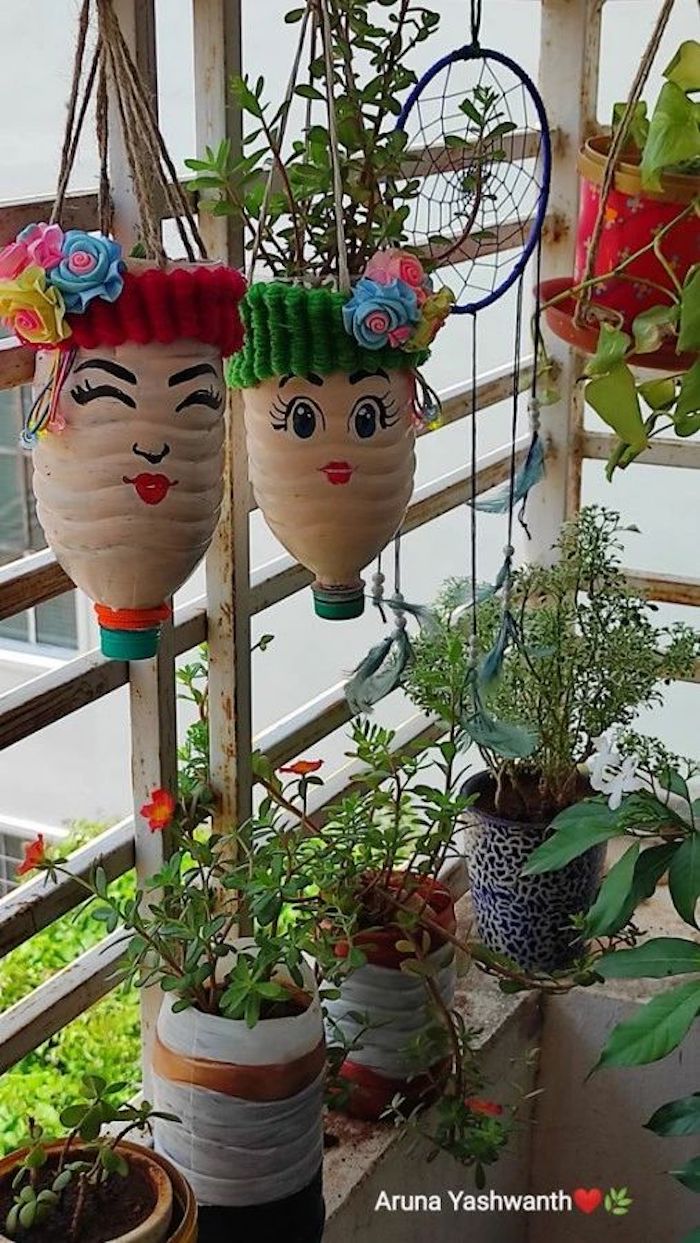 ideias de flores para plantar em garrafa pet