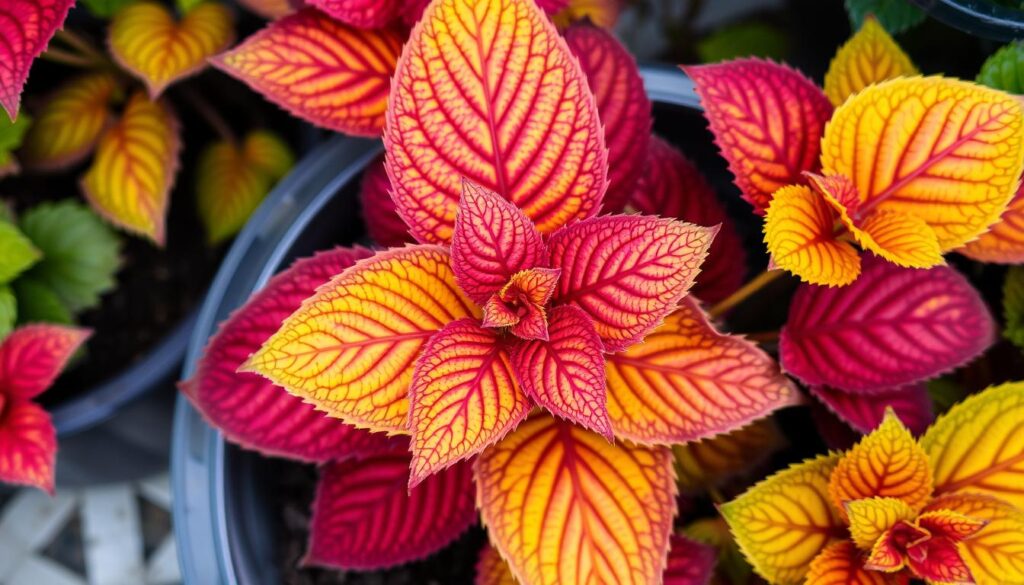 jardim com folhagens vibrantes