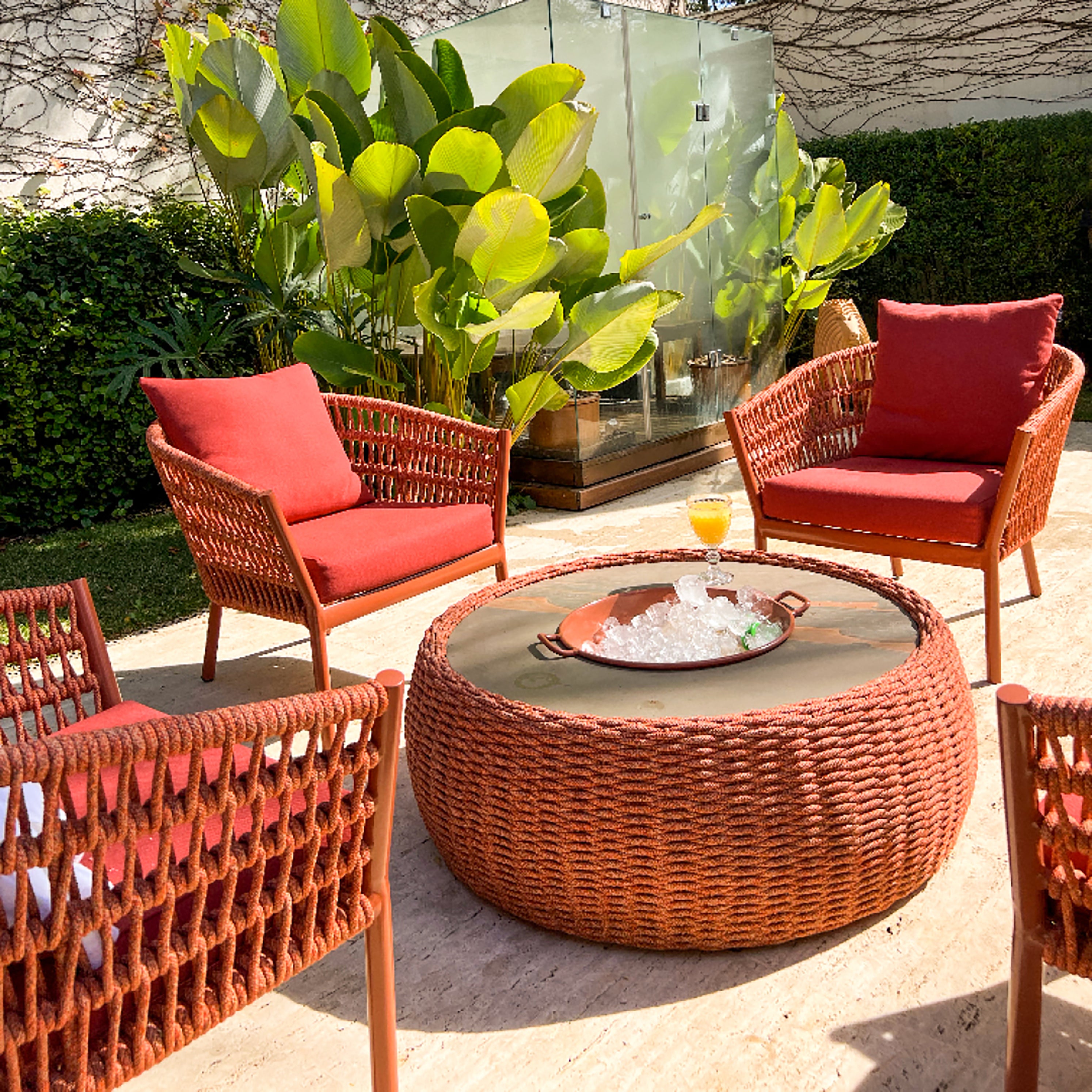 ideias de decoração jardim com moveis corda nautica