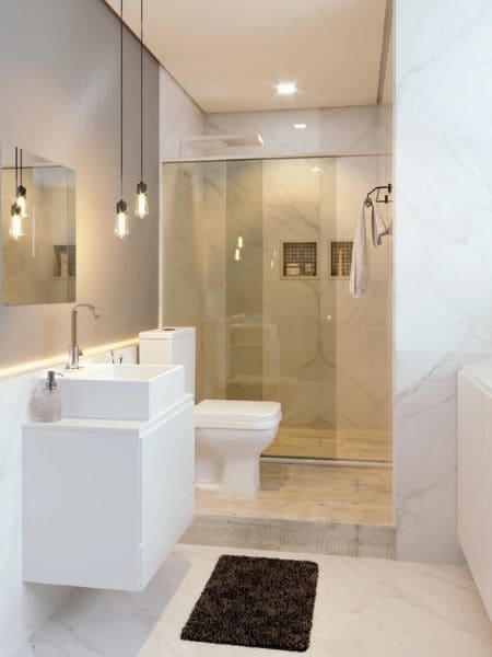 iluminacao led ou fluorescente banheiro