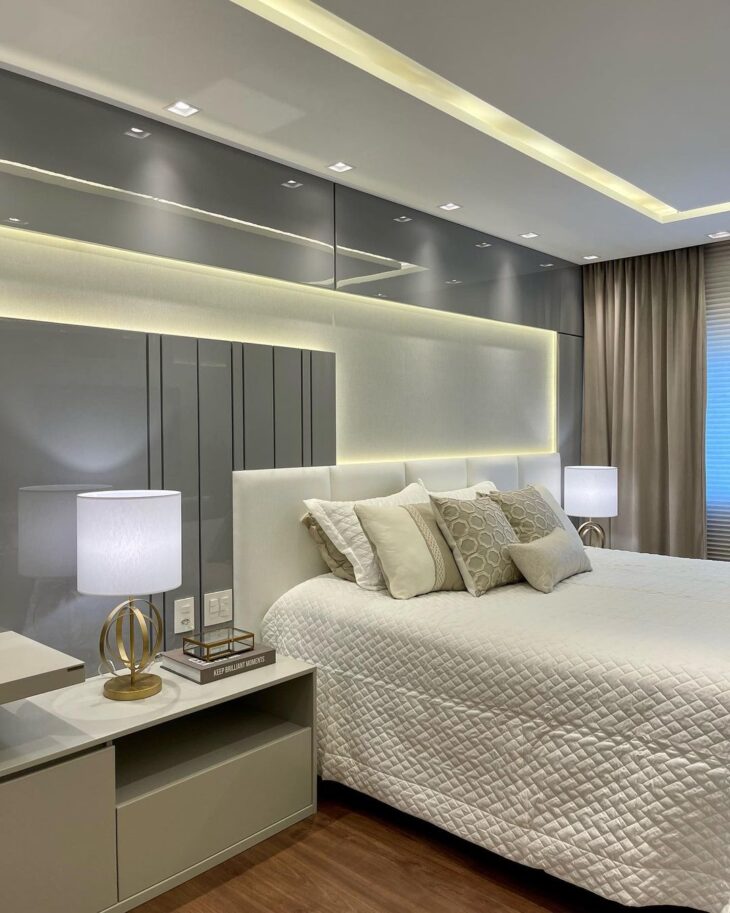 ideias de iluminação para quarto de casal moderno
