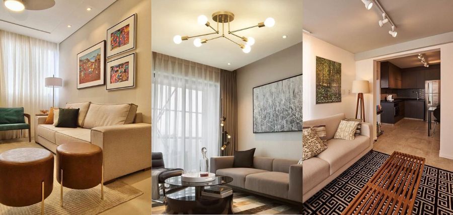 trilho eletrificado ou gesso iluminação sala pequena