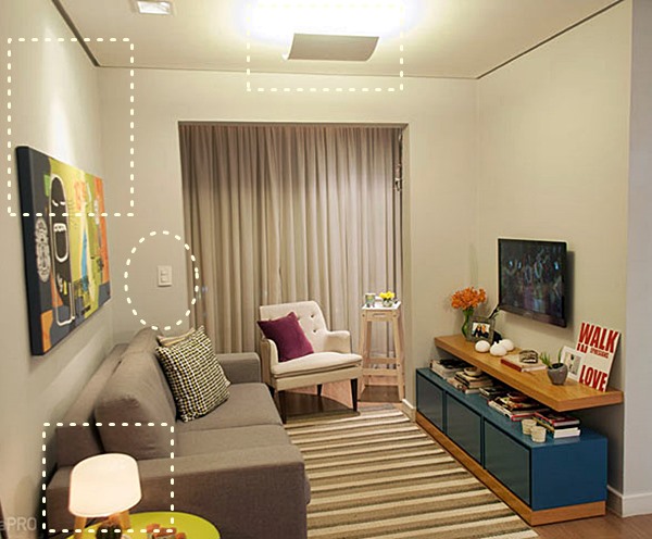 ideias iluminação sala estar pequena