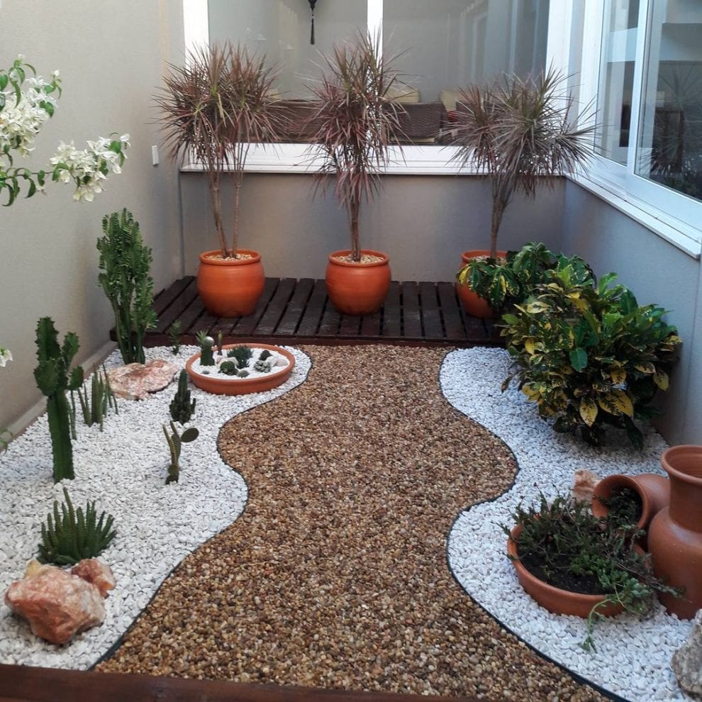 jardim com suculentas e pedras
