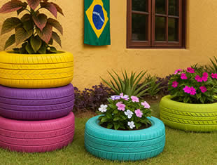 jardim com pneus