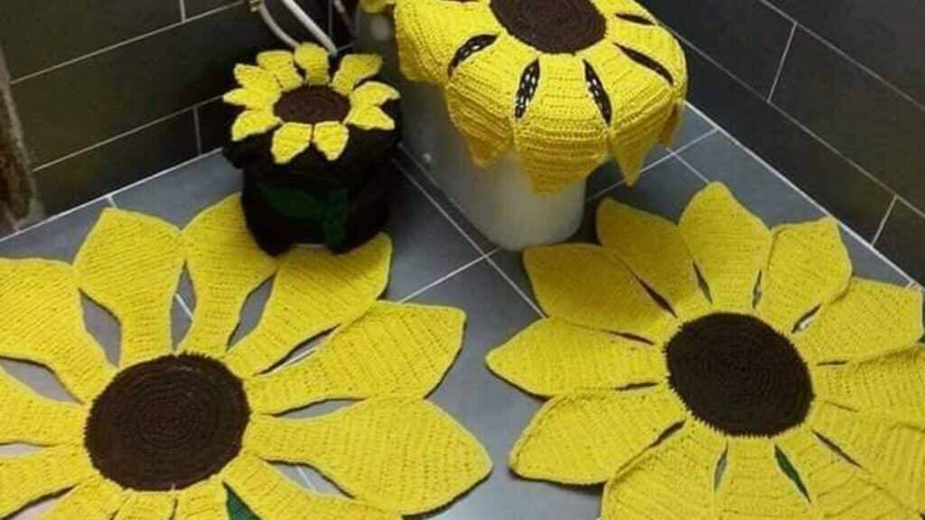 jogo de banheiro em croche amarelo sol e aconchego para seu lar