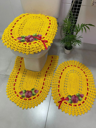 como fazer jogo de banheiro croche modelo raio de sol