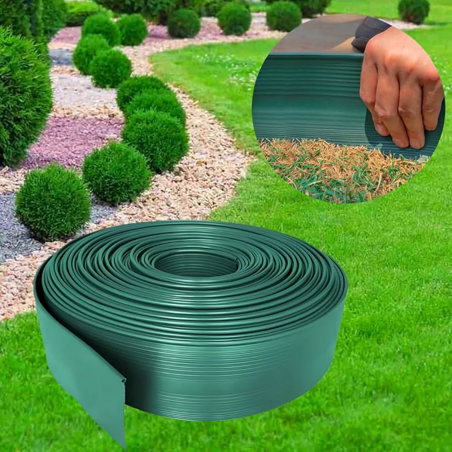 Limitador de grama 10 cm preto fita PVC