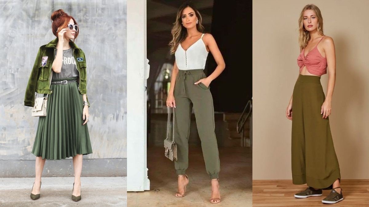 looks com a cor verde militar feminina