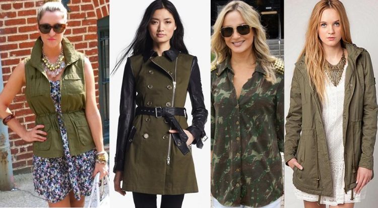 looks com a cor verde militar feminina