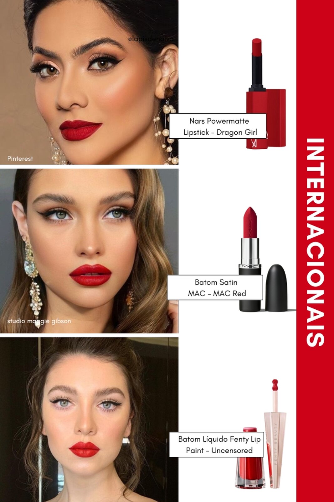 maquiagem para pele morena com batom vermelho