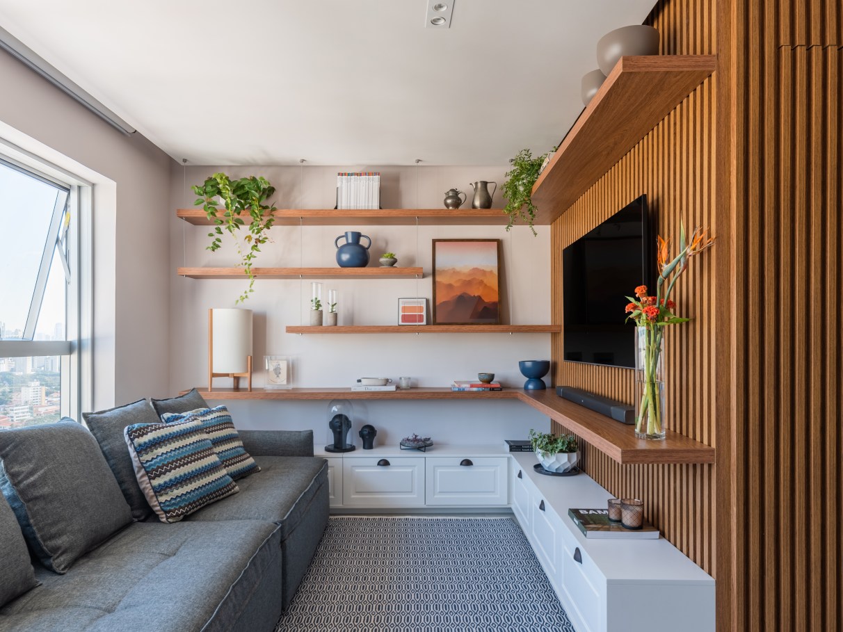 ideias de marcenaria para sala de estar pequena