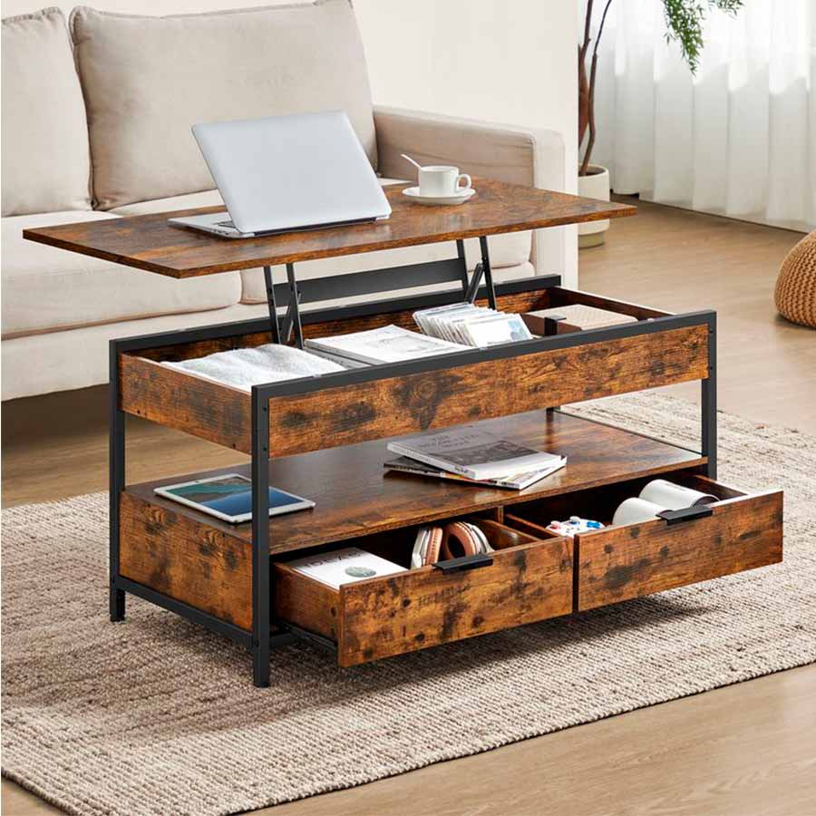 Guia de estilos e materiais para mesas de centro com gavetas