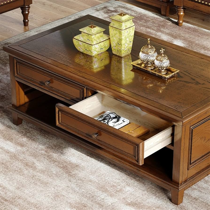 Guia de estilos e materiais para mesas de centro com gavetas