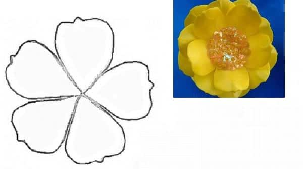 molde de flor de rosa para imprimir em tamanho real