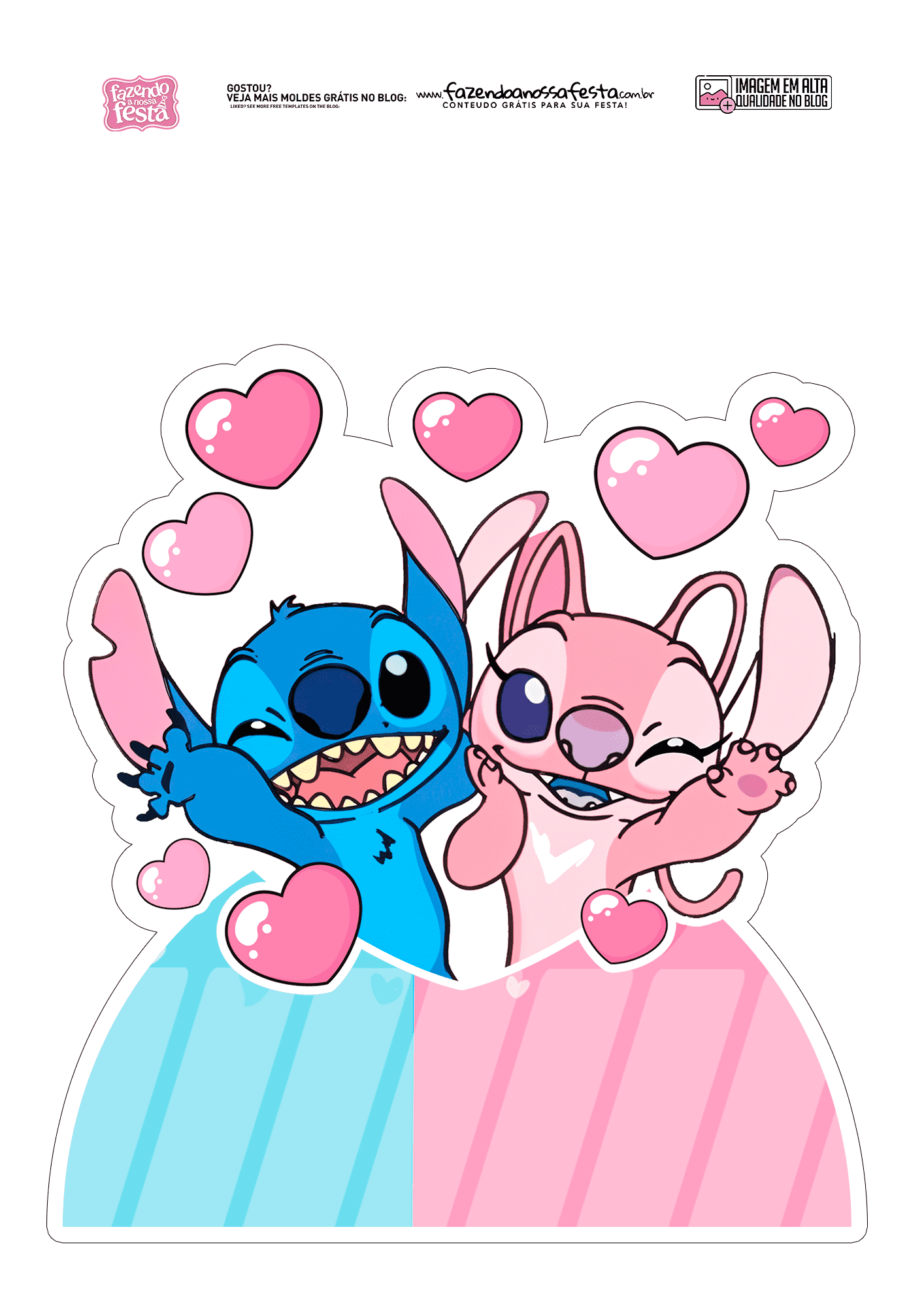 molde orelha stitch para tiara de festa