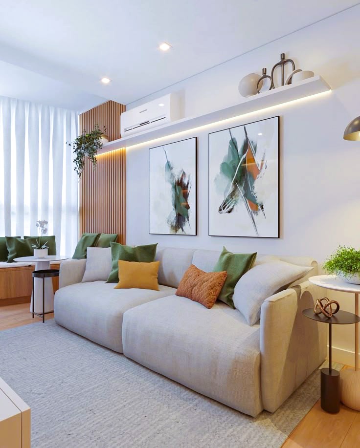 ideias criativas para parede atras do sofa