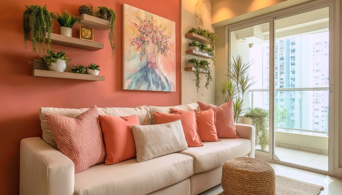 painel de madeira ou espelho atras do sofa qual escolher