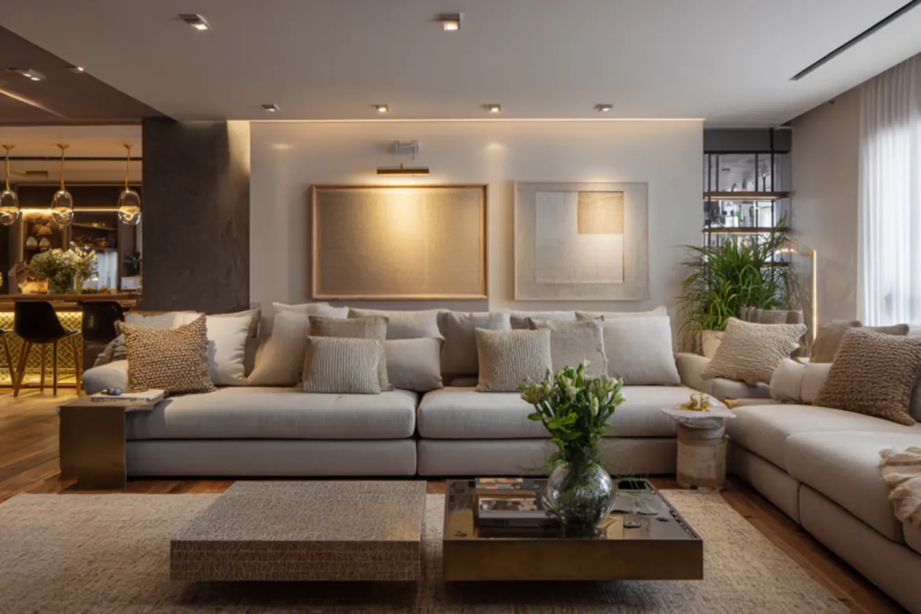 como decorar sala com sofá reto slim