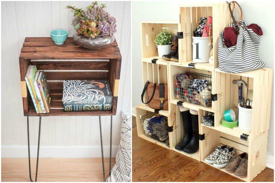 como fazer estante de caixote para livros