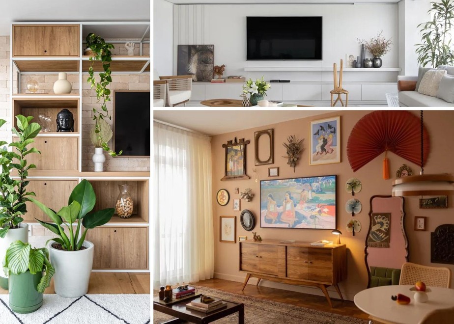ideias de painel de tv para sala pequena