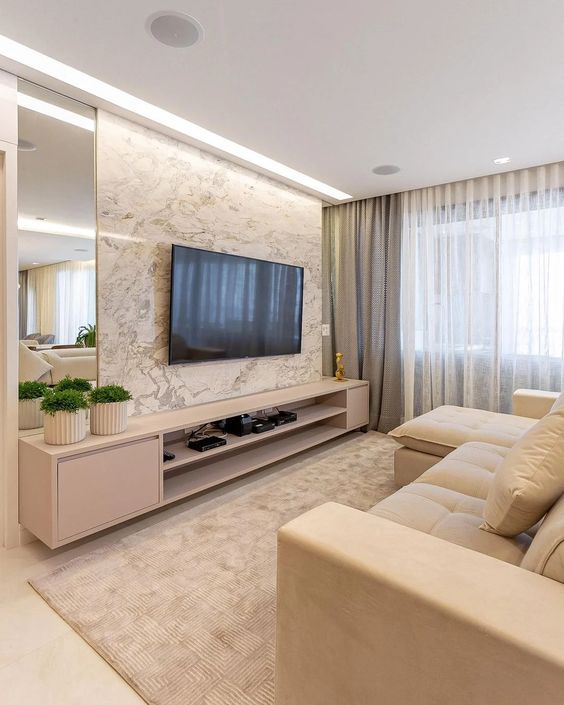ideias de painel de tv para sala pequena