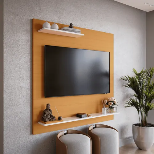 painel de tv com nichos para sala pequena