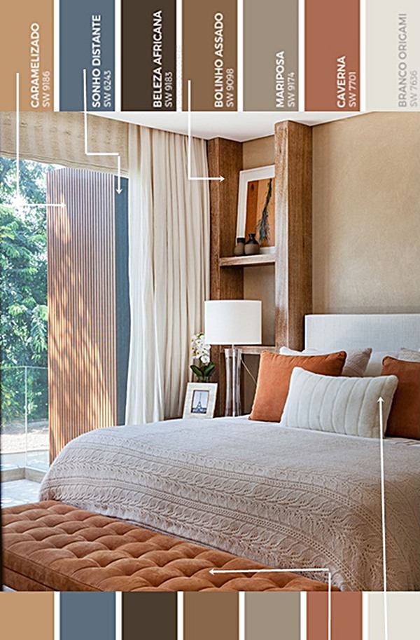 combinações de cores para quarto