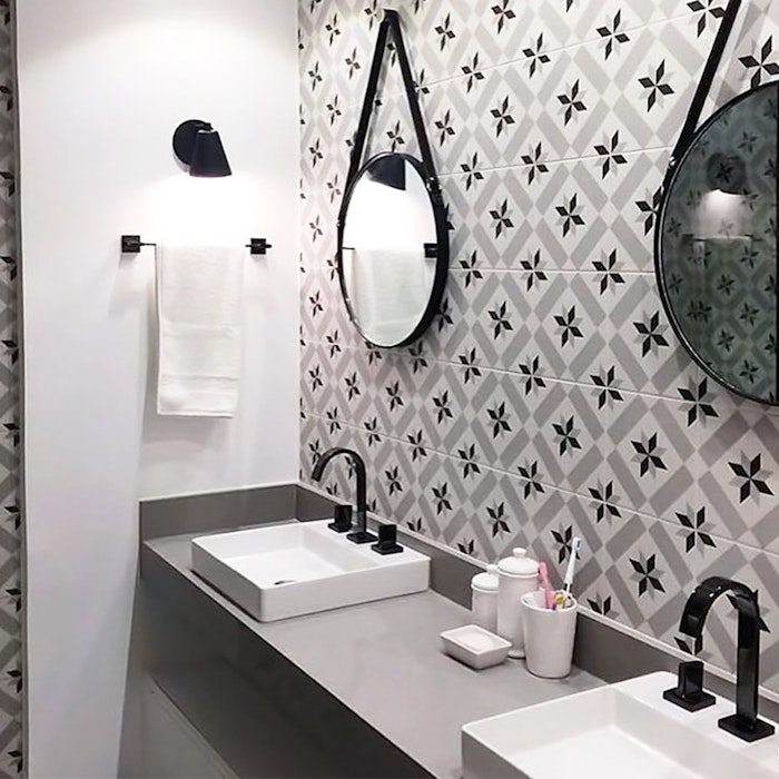 ideias de papel de parede lavavel para banheiro pequeno