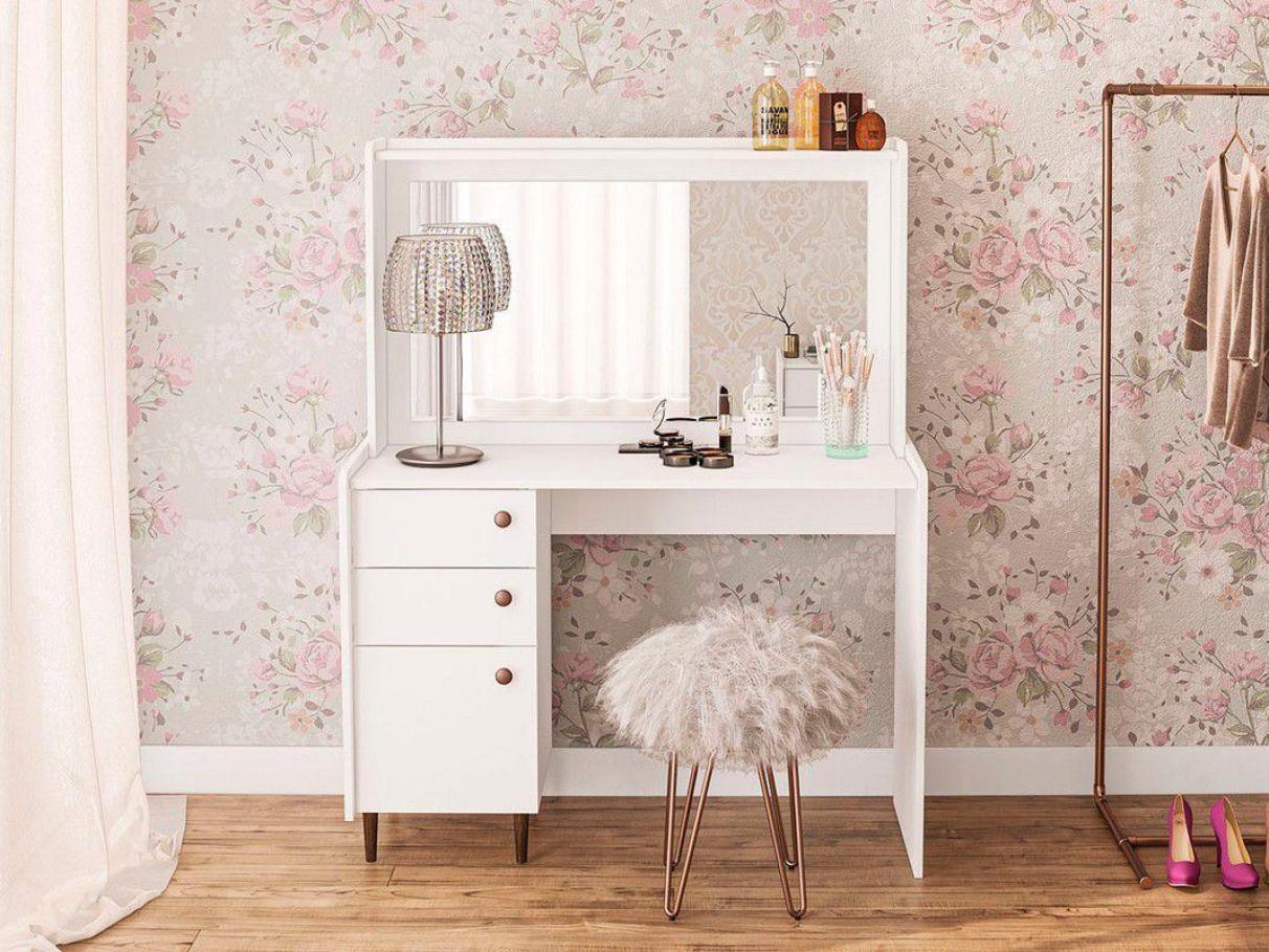 ideias de penteadeira camarim para quarto pequeno