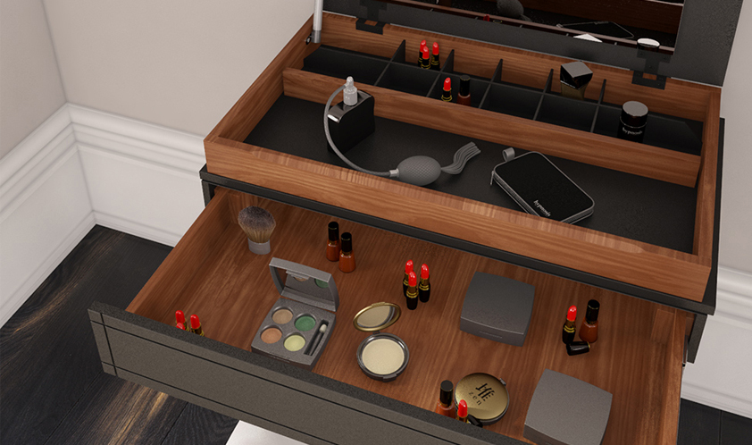 penteadeira camarim com 7 gavetas detalhes