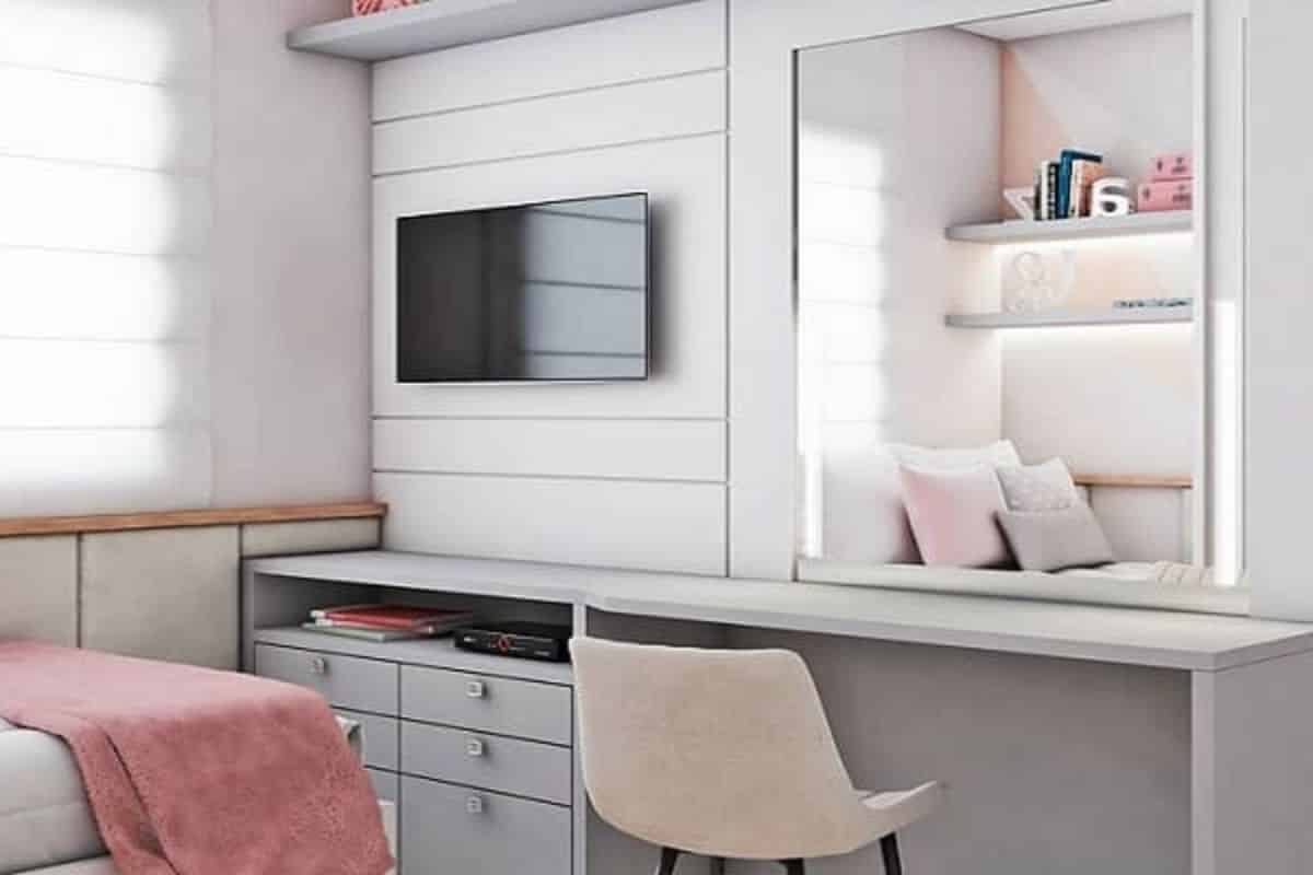 ideias de penteadeira camarim para quarto pequeno