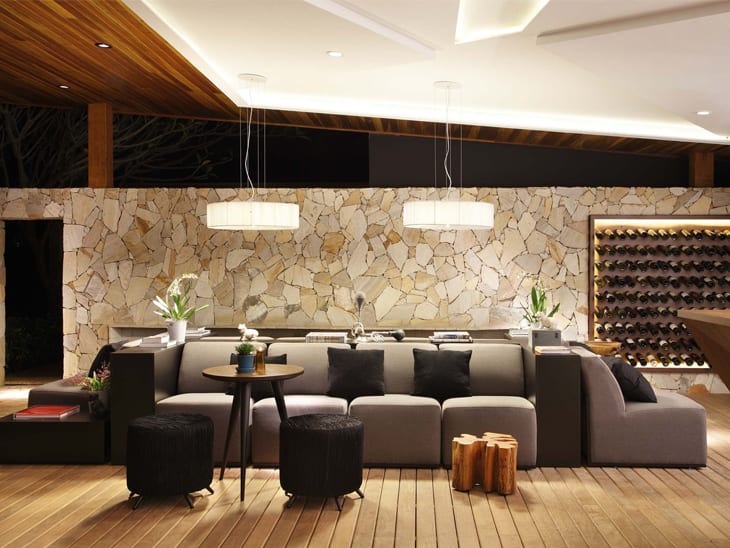 ideias de decoração com piso de pedra são tomé