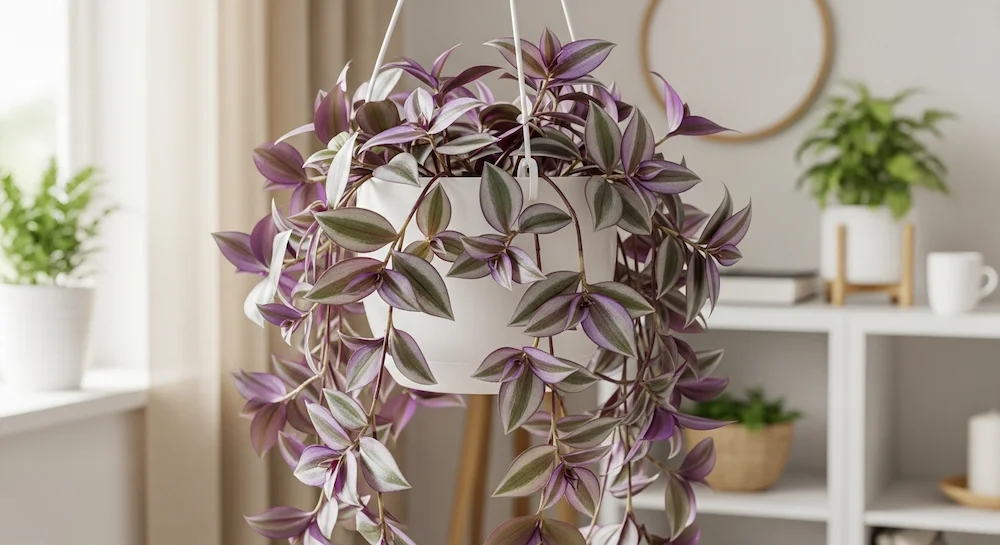 erros comuns ao cuidar de plantas pendentes roxas