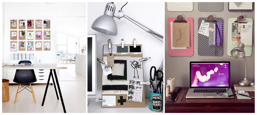 ideias de mural de pranchetas para escritório