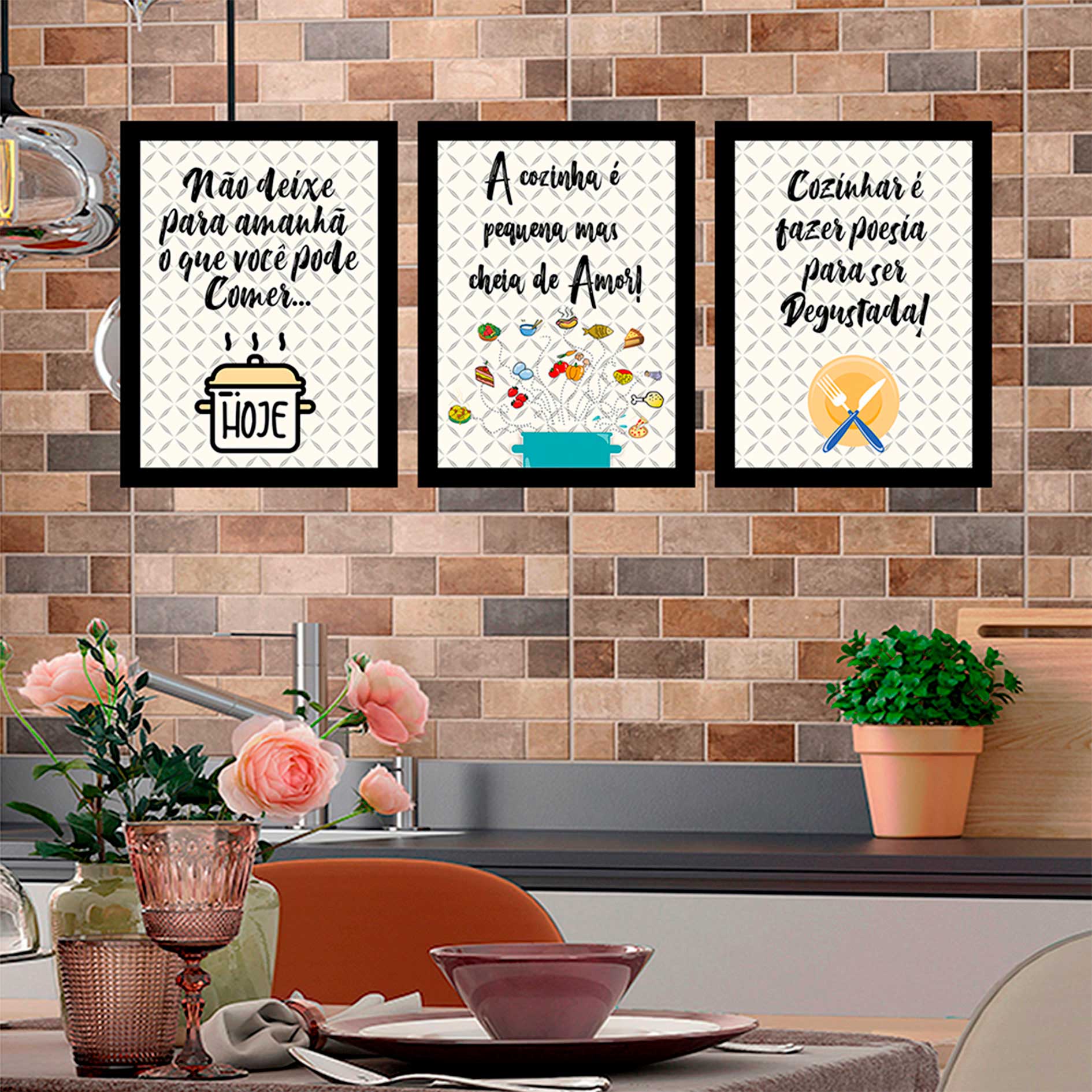 quadros decorativos para cozinha com tema de temperos