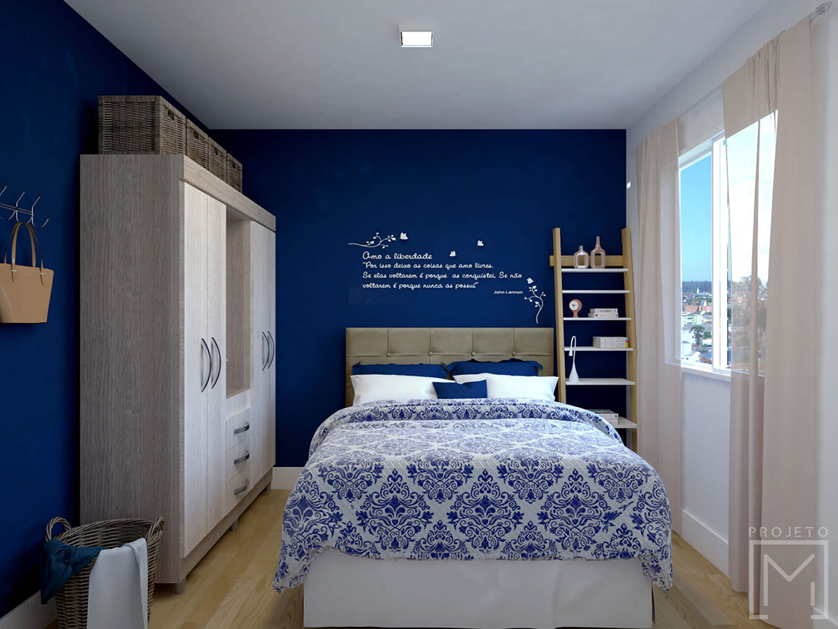 quarto de bebe azul com moveis brancos