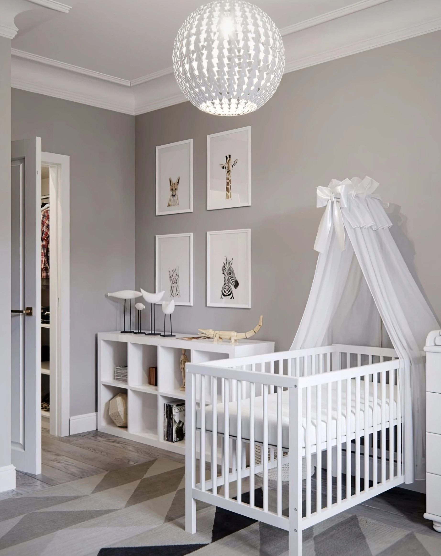 ideias de decoração quarto de bebê neutro moderno