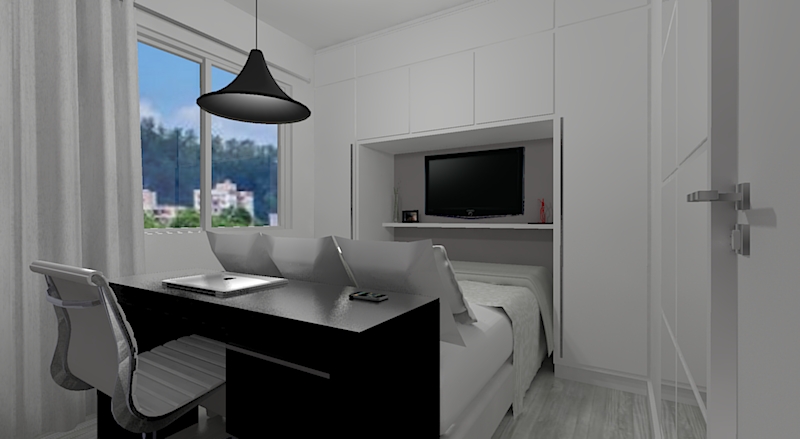 escritorio embutido no quarto de casal