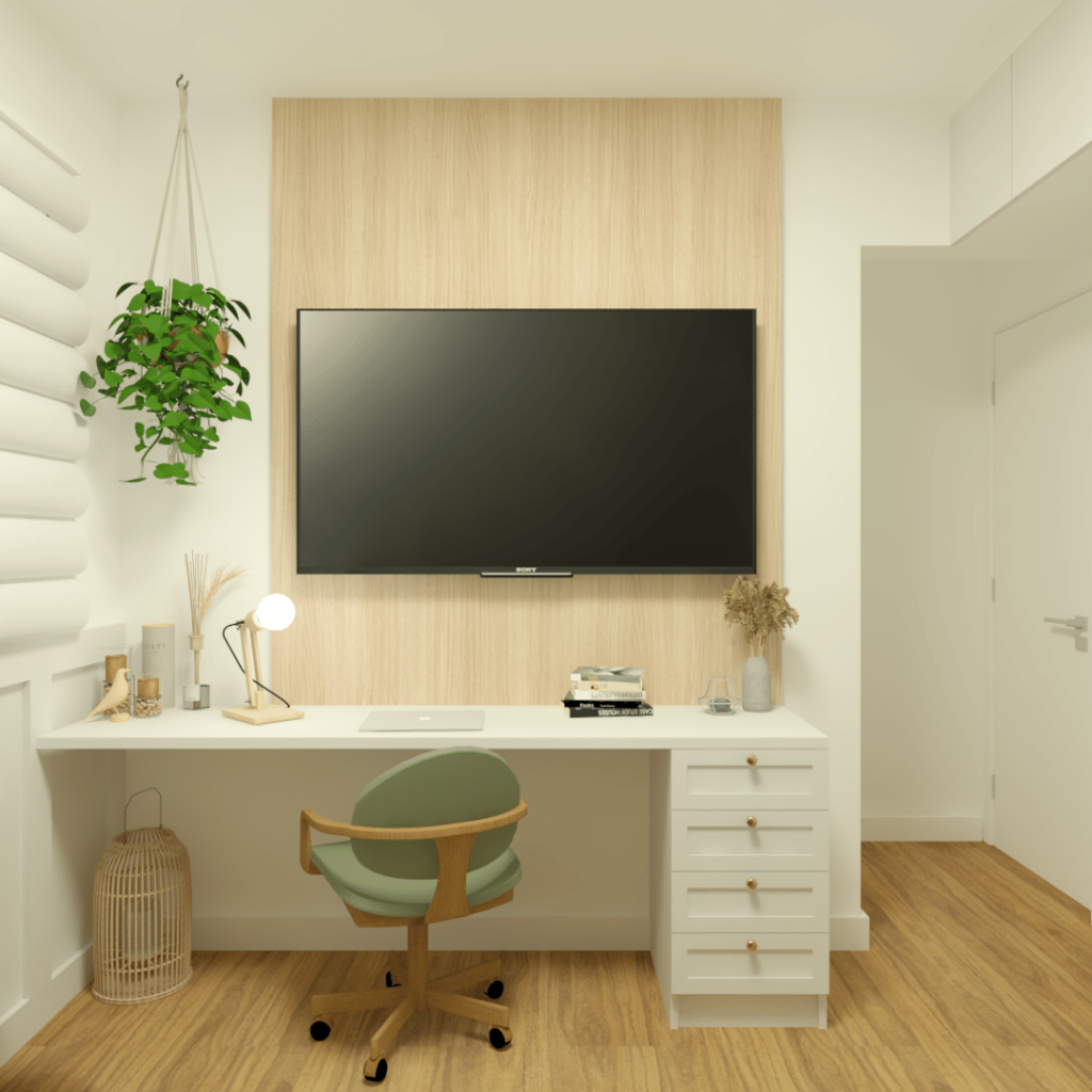 escritorio embutido no quarto de casal