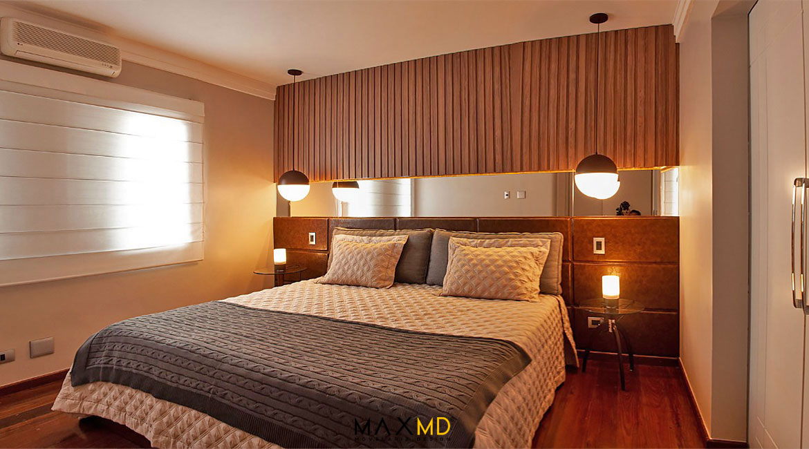 quarto de casal planejado branco