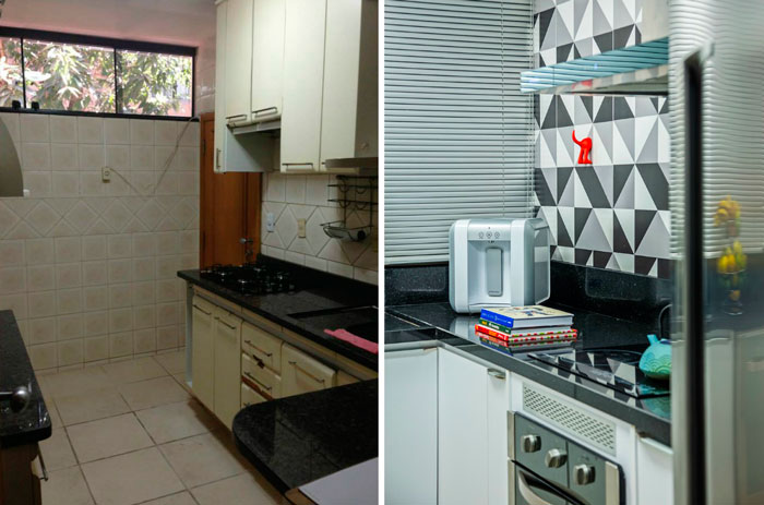 reforma de cozinha antes e depois gastando pouco