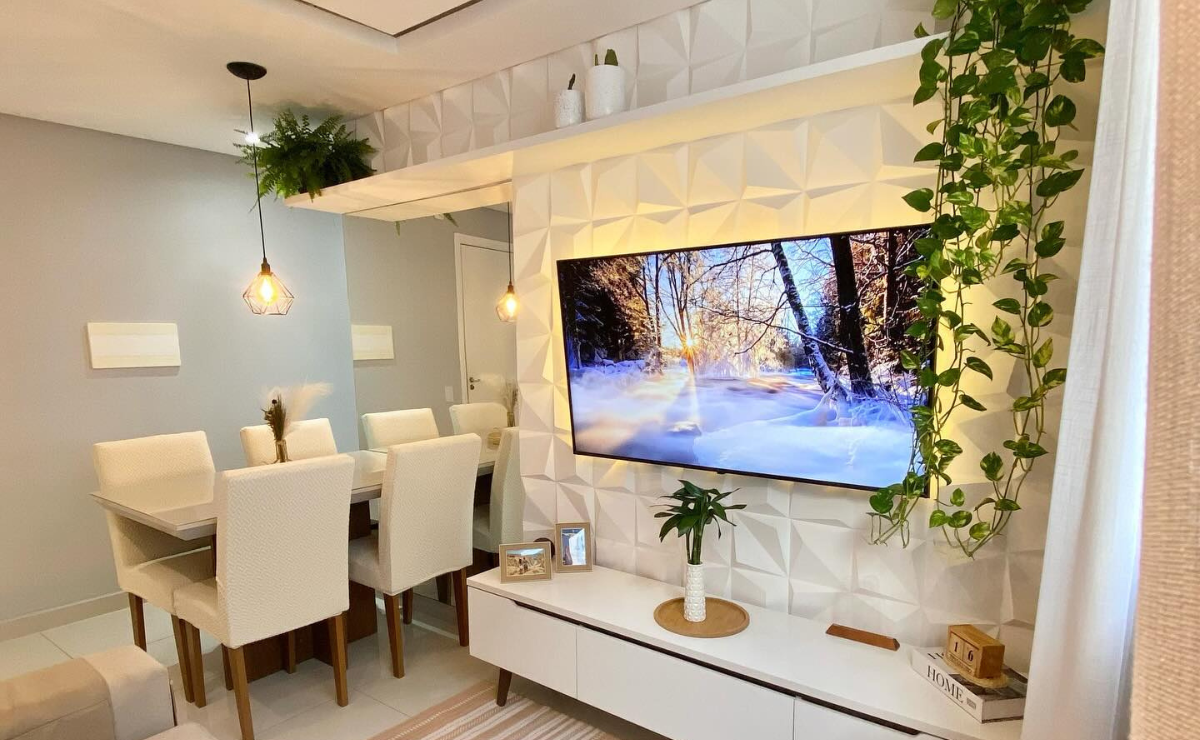 revestimento de parede com plantas